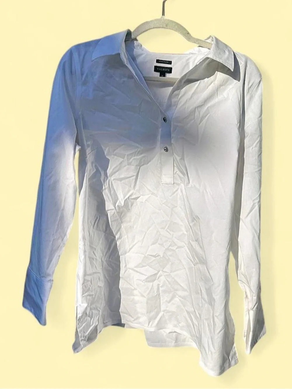 Talbots White Long Sleeve Button-Popover Shirt